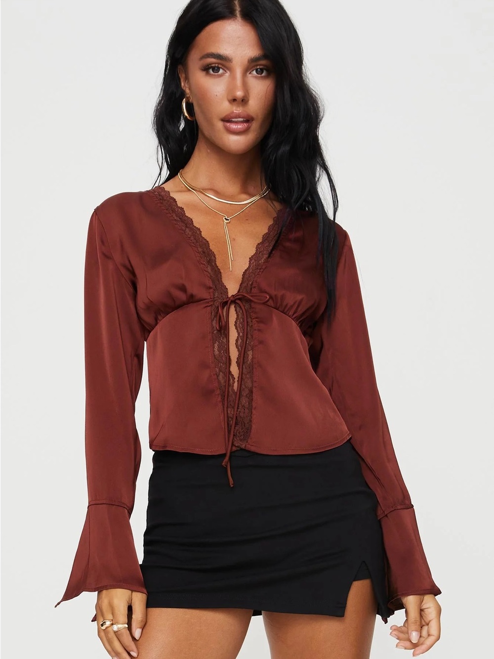 Princess Polly Hunton Long Sleeve Top Brown